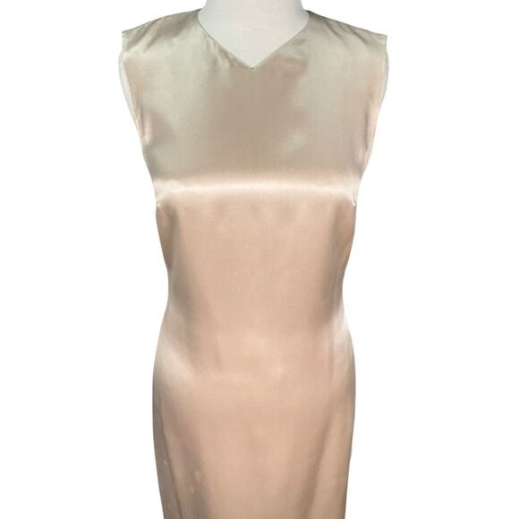 AJ Bari 100% Silk Sleeveless Maxi Dress Champagne Beige Size 6 Old Money Luxury - Picture 5 of 10